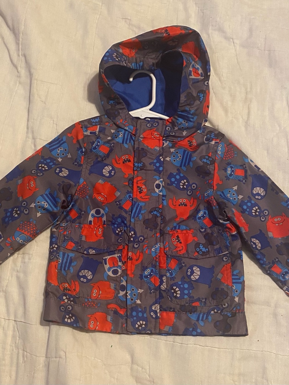 London Fog Kids' Hooded Monster Raincoat - Blue & Red